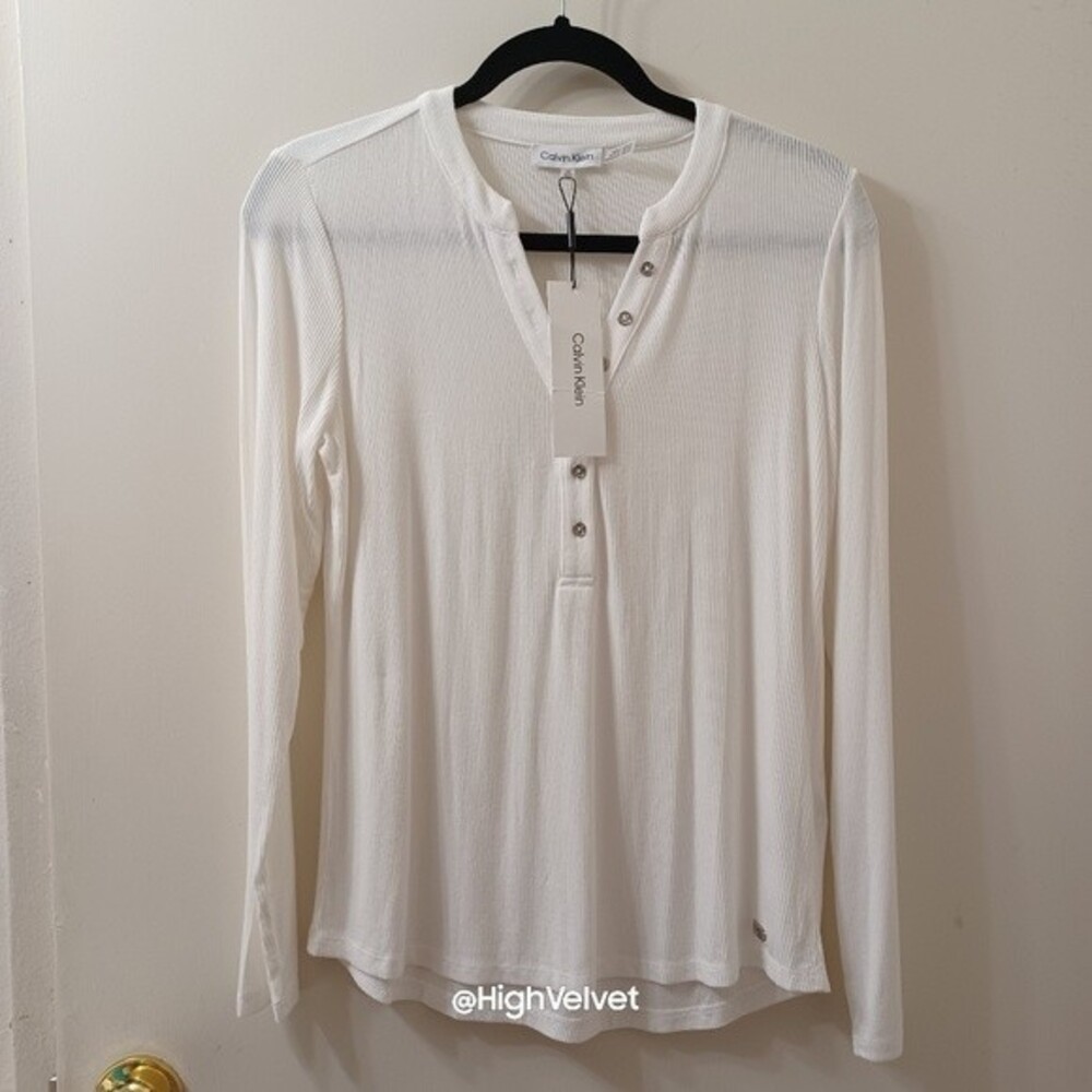 Calvin Klein Ribbed Long Sleeve Henley Women's XS